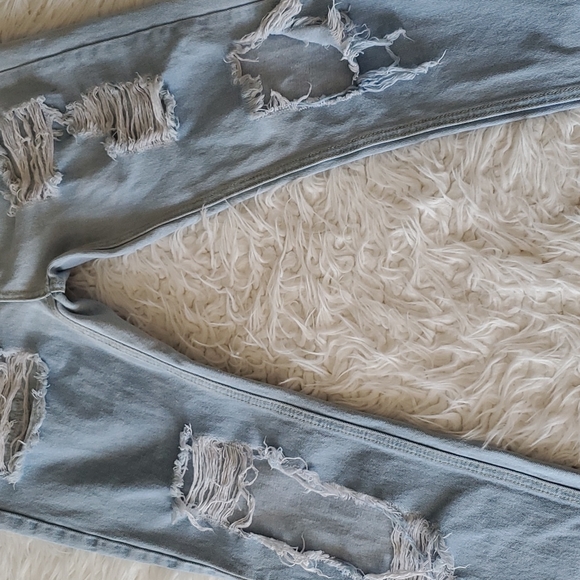 Brandy Melville Distressed Denim Pants Long Size Small - Picture 10 of 16